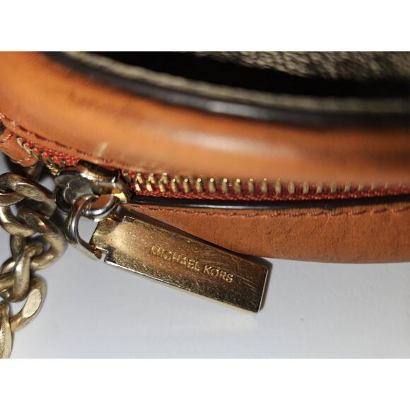 Michael Kors Ginny Small Oval Monogrammed Crossbody Bag Brown - Picture 11 of 13